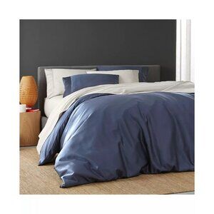 DOZ by Sijo Full Queen Duvet Cover 2 Sham Set Sapphire Navy Blue Bamboo Viscose